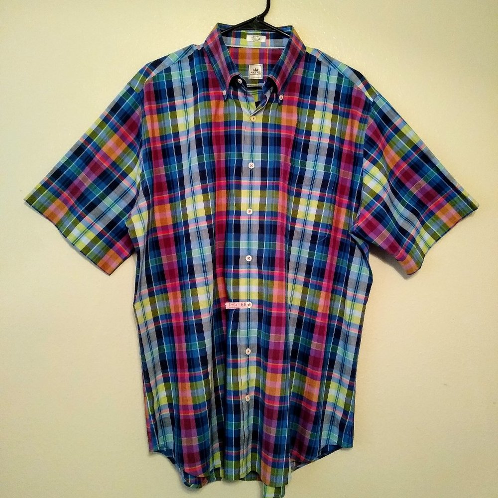 Peter Millar Madras Plaid S/S Button Down Shirt L